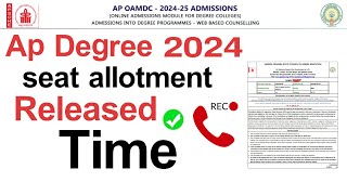 ap degree seat allotment 2024  ap degree seat allotment 2024 time [upl. by Tove]