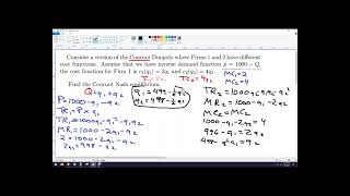 Cournot Duopoly Nash Equilibrium Example [upl. by Wulfe]