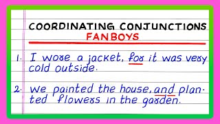 COORDINATING CONJUNCTIONS FANBOYS EXAMPLES  EXAMPLES OF COORDINATING CONJUNCTIONS  ENGLISH GRAMMAR [upl. by Stout]