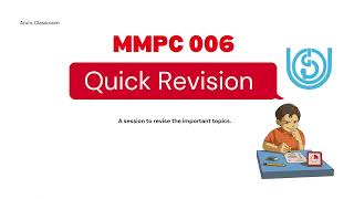 Quick Revision Class  MMPC 006 Part 1 [upl. by Abroms717]