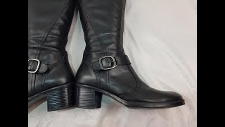 Knee high black leather boots womens [upl. by Mackler402]