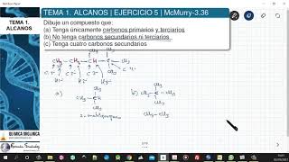 TEMA 1 ALCANOS  EJERCICIO 5 CARBONOS PRIMARIOS SECUNDARIOS Y TERCIARIOS [upl. by Lian]