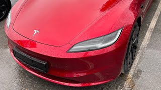 Tesla Model 3 Highland ULTRA RED Delivery Day [upl. by Oicafinob]