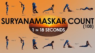 108 Suryanamaskar ll 1 Surya Namaskar in 18 Seconds ll Suryanamaskar Count  Cardio  Weightloss [upl. by Arman]