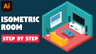 Isometric room  Illustrator CC tutorial STEP BY STEP [upl. by Harlin]