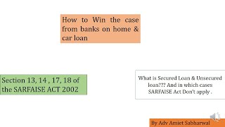 Section 13141718 of the SARFAISE ACT I How to Fight the case if Not able to Pay Home amp Car Loan [upl. by Evonne]