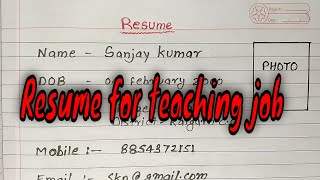 Resume for teacher job  for government and private teacher [upl. by Ahsataj712]