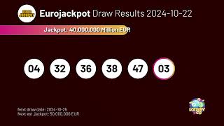 20241022 Eurojackpot Lottery Results amp Winning Numbers [upl. by Akiem]