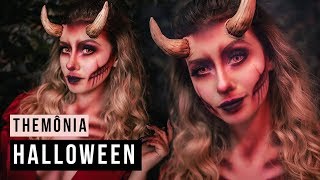 Maquiagem de CAVEIRA DEMÃ”NIO  HALLOWEEN MAKEUP  DIY chifres [upl. by Keviv]