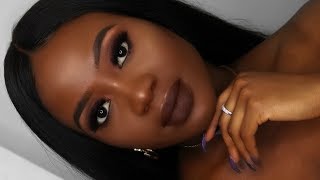 EASY CHOCOLATE GLAM MAKEUP TUTORIAL  WOC Friendly ft Upretty Hair [upl. by Jephum]