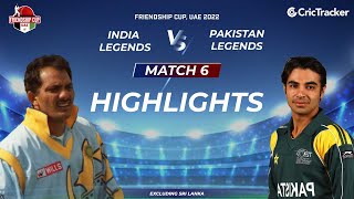 Friendship Cup UAE 2022 Match 6 India Legends v Pakistan Legends  Full Highlights [upl. by Heman]