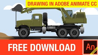 Truck Drawing in Adobe Animate CC FREE Download [upl. by Sajovich]