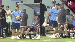 BRILLIANT Sergio Aguero warms up for Argentina training ahead of World Cup final [upl. by Anayeek610]