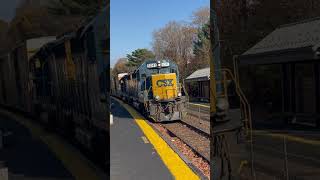 csx Freight train explodes horn through Norwood Depot [upl. by Engenia]