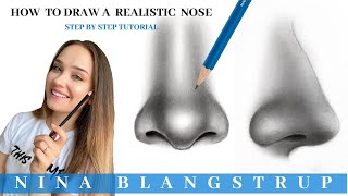 How to Draw a Realistic Nose  Front and Side View Tutorial [upl. by Blackstock]