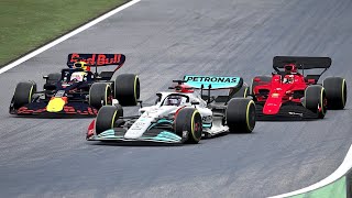 Mercedes W13 F1 2022 vs Ferrari F175 2022 vs Red Bull F1 RB18 2022 at Monza [upl. by Vergne]