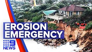 Residents displaced as homes teeter on edge of collapse  9 News Australia [upl. by Ttennej]