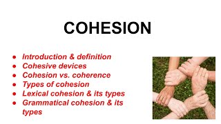 Part 12 What is COHESION What are Cohesive devices Types of Cohesion Cohesion vs Coherence [upl. by Ehsrop]