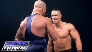 A debuting John Cena accepts Kurt Angles open challenge SmackDown June 27 2002 [upl. by Zerk]