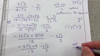 Maths GCSE Higher Exam Paper 1 2023 Q23 Surds [upl. by Wiseman]