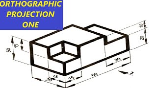 ORTHOGRAPHIC PROJECTION EXAMPLE ONE First Angle 2022 [upl. by Melburn]