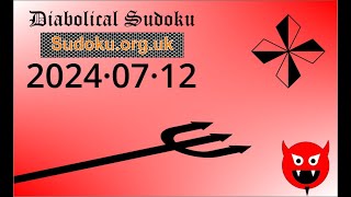 Diabolical Sudoku Jul 12 2024 [upl. by Kerrill]