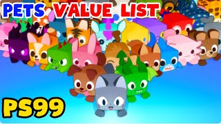 New Pet simulator 99 value list  pet simulator value list 2023 [upl. by Notsej]