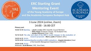 ERC Starting Grant Mentoring Event 2024  Plenary part [upl. by Parthinia]