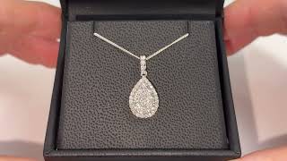 LFDPD0470 Diamond Pear Cluster Drop Pendant 162ct 18k White Gold [upl. by Giguere]