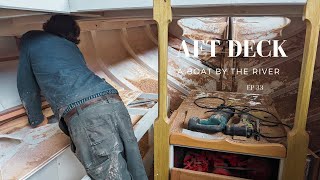 Laying down the aft deck on our wooden boat Tarkine Ep33 [upl. by Wilfreda]