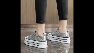 Canvas Shoes Women Fashion Bling Platform Vulcanized Sneakers Designer Summer Casual Sports Canva [upl. by Dorran]