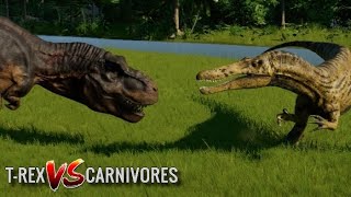 TRex vs Carnotaurus Ceratosaurus Baryonyx Suchomimus Majungasaurus amp Metriacanthosaurus [upl. by Koval937]