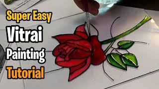 Super Easy Vitray Painting on glass HOW to make Vitrai Paintig on a glass [upl. by Gnouhp244]