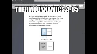 Thermodynamics 465 An insulated rigid tank is divided into two equal parts by a partition [upl. by Neros]