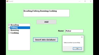 c tutorial for beginners How to insert all items CheckedListBox with checkstate to sql database [upl. by Ingeborg]