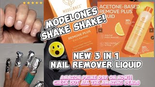 MODELONES NEW 3 IN 1 NAIL REMOVER  ACETONE BUT NOURISHING  REMOVING MY GEL TIPS NAILS [upl. by Trace]