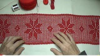 Merletto filet per runner natalizio parte 1 tutorial [upl. by Sew756]