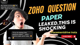 Zoho Question Paper Leak  Sets 1 amp 2  WalkIn Drive Prep 2024 amp Latest Pattern [upl. by Eekram]