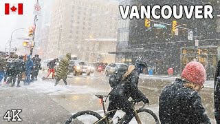 🇨🇦 【4K】❄️❄️❄️ EXTREME SNOWSTORM in Downtown Vancouver BC Canada 2024 [upl. by Nnayram368]