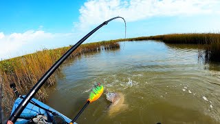 Kayak Fishing for Redfish in Texas Best Topwater Lure [upl. by Ecnarual599]