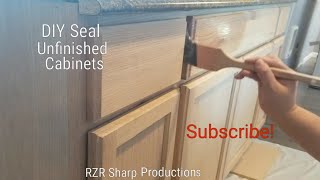 DIY Unfinished Cabinets Sealed for Natural Look Easy [upl. by Aizirk345]