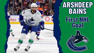 Arshdeep Bains 13 Vancouver Canucks first NHL goal Oct 26 2024 [upl. by Nnaesor]