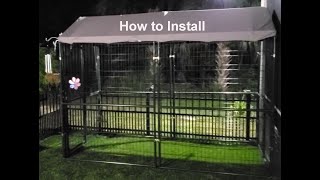 Large Outdoor Dog Kennel amp Roof Assembly Tips Retriever brand Protect from Bobcats Coyotes Birds [upl. by Stannwood]