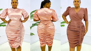 How to make an Elegant RUCHED BODYCON DRESS [upl. by Jain]