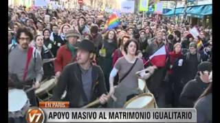 Visión 7 Paris Apoyo masivo al matrimonio igualitario [upl. by Remde866]