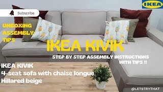 IKEA KIVIK 4Seat Sofa With Chaise Longue  Assembly guide and Tips [upl. by Serafina754]