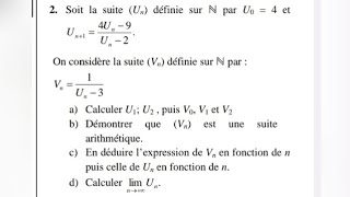 Exercice corrigéclasse terminale NS4 ou Philo Suite arithmétique [upl. by Floss]