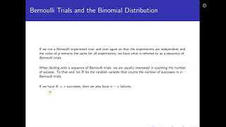 Bernoulli Trials and the Binomial Distribution [upl. by Den]