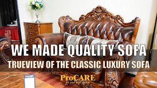 luxury classic royal living room leather sofaantique European furniture  sofa set for living room [upl. by Darline]