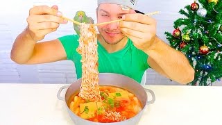 CHEESY SPICY RICE CAKE NOODLE • Mukbang amp Recipe [upl. by Suiradel825]